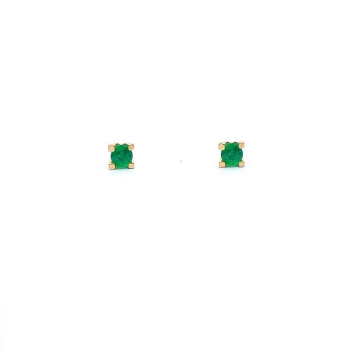 Yellow gold earrings with emeralds 0.20 ct