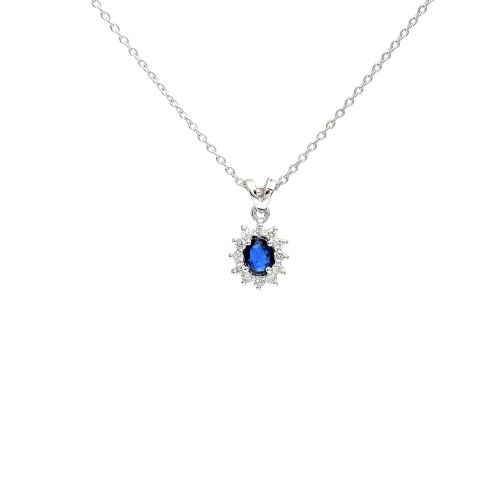White gold necklace with diamonds 0.21 ct and sapphyre 0.37 ct