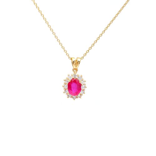 Yellow gold necklace with diamonds 0.54 ct and ruby 1.65 ct