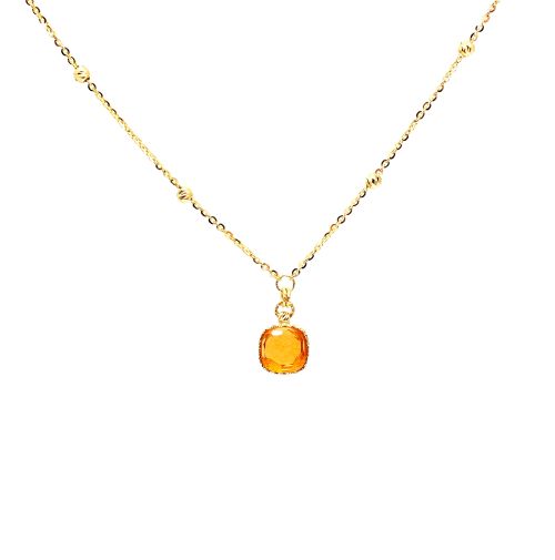 Yellow gold necklace with yellow topaz