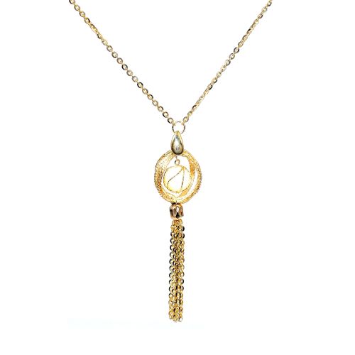 Yellow gold necklace with pearl