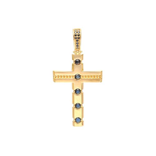 Yellow gold cross with onyx