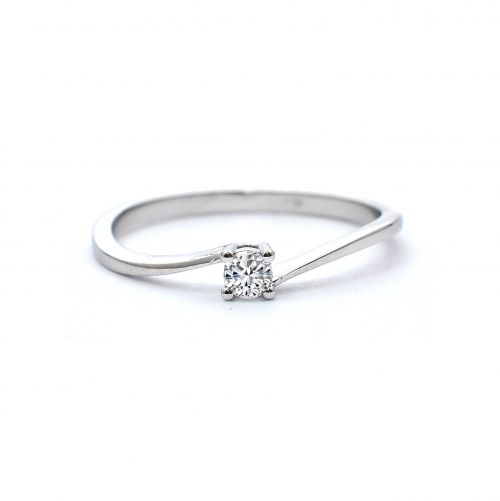 Годежен пръстен от бяло злато с диамант 0.08 ct