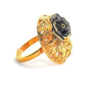 Inel din aur galben și  negru de 14K cu floare