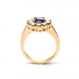 Inel din aur  galben cu diamante 1.16 ct și safir 1.14 ct