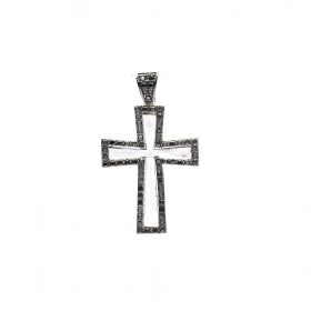 Cruce din aur alb de 14K  cu diamant negru 0.66 ct