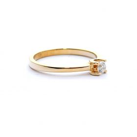 Inel de logodna din aur  galben de 14K cu diamant de 0.18 ct