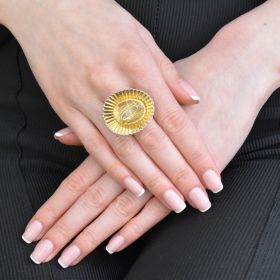 Inel din aur galben de 14K cu cuarț