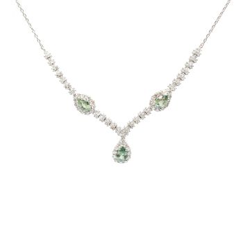 White gold necklace with diamonds 1.16 ct and peridot 1.68 ct