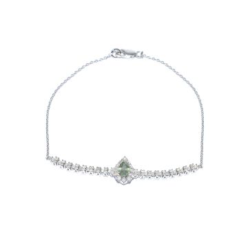 White gold bracelet with diamonds 0.57 ct and peridot 0.56 ct
