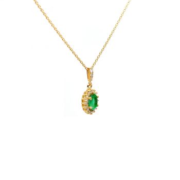 Yellow gold necklace with diamonds 0.22 ct and emeralds 0.78 ct