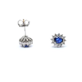 White gold earrings with diamonds 0.44 ct and sapphyre 0.73 ct