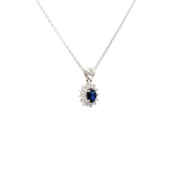White gold necklace with diamonds 0.21 ct and sapphyre 0.37 ct