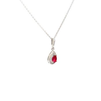 White gold necklace with diamonds 0.18 ct and ruby 0.60 ct