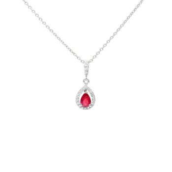White gold necklace with diamonds 0.18 ct and ruby 0.60 ct