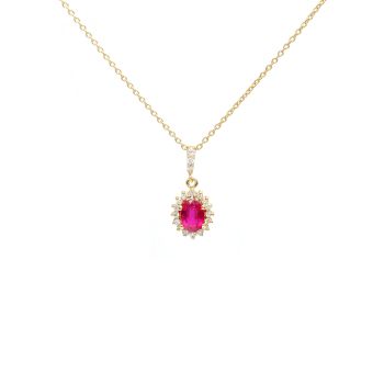Yellow gold necklace with diamonds 0.22 ct and ruby 1.33 ct
