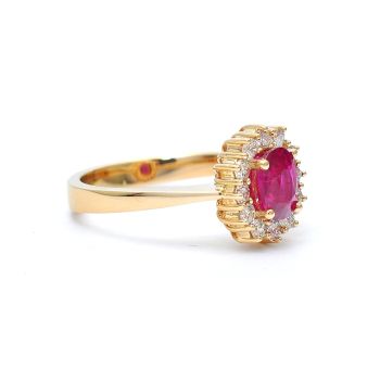 Yellow gold ring with diamonds 0.41 ct and ruby 1.40 ct