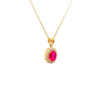 Yellow gold necklace with diamonds 0.54 ct and ruby 1.65 ct