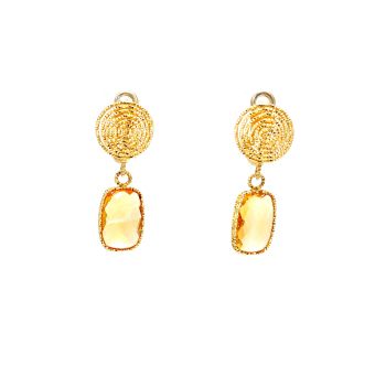 Yellow gold earrings with yellow topaz