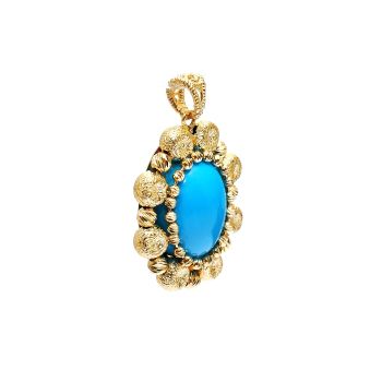 Yellow gold pendant with turquoise