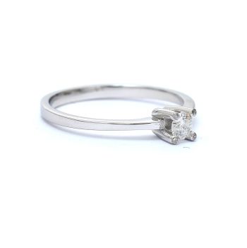 Inel de logodna din aur alb de 14K cu diamant de 0.21 ct