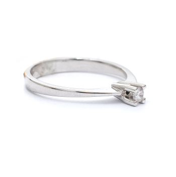 Годежен пръстен от 14К бяло злато с диамант 0.10 ct