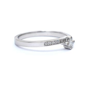 Годежен пръстен от 14К бяло злато с диаманти 0.14 ct