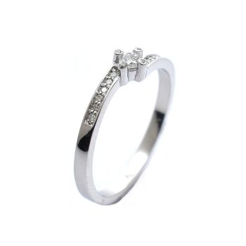 Годежен пръстен от 14К бяло злато с диаманти 0.14 ct