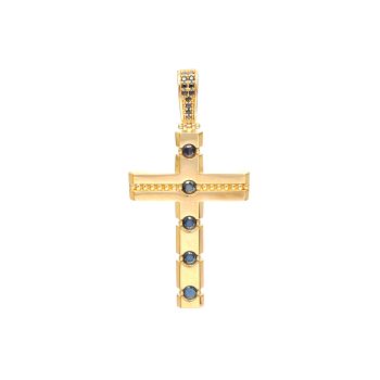 Krzyżyk z 14-karatowego żółtego złota z onyksem