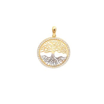 Yellow and white  gold pendant with zircons