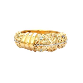Inel din aur galben de 14K cu ametist, cuarț  și topaz 
