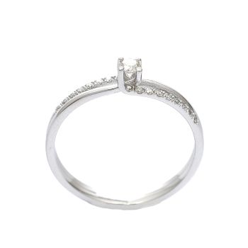 Годежен пръстен от 14К бяло злато с диаманти 0.13 ct
