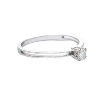 Годежен пръстен от бяло злато с диамант 0.13 ct