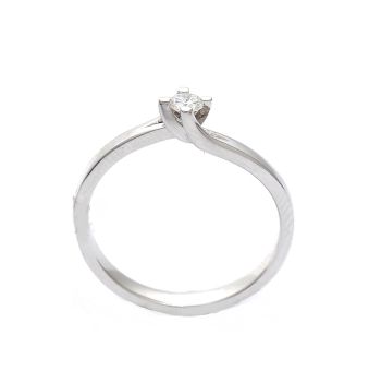 Годежен пръстен от 14К бяло злато с диамант 0.19 ct
