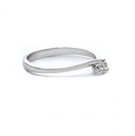 Годежен пръстен от 14K бяло злато с диамант 0.08 ct