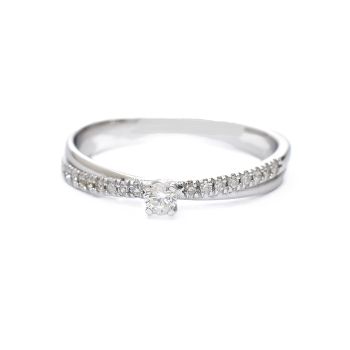 Годежен пръстен от 14К бяло злато с диаманти 0.24 ct