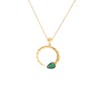 Yellow gold necklace with green agate