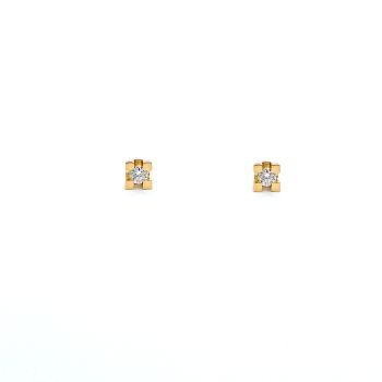 Cercei din aur galben de 18K cu diamant 0.10 ct