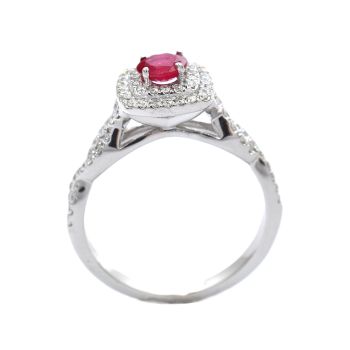 White gold ring with diamond 0.48 ct and ruby 0.44 ct